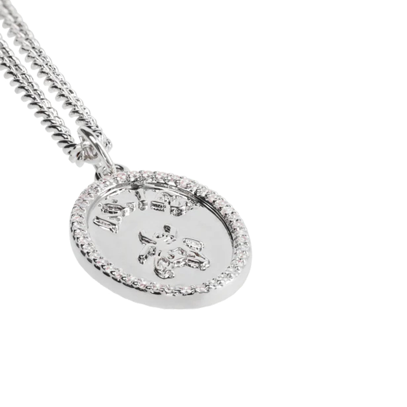 Aries Chain Necklace With Fly Paved Pendants Silver
