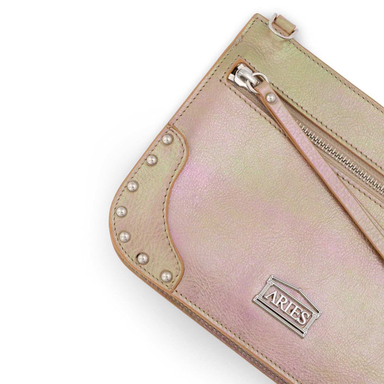 Aries Pearl Leather Studded Bobby Bag Pearl