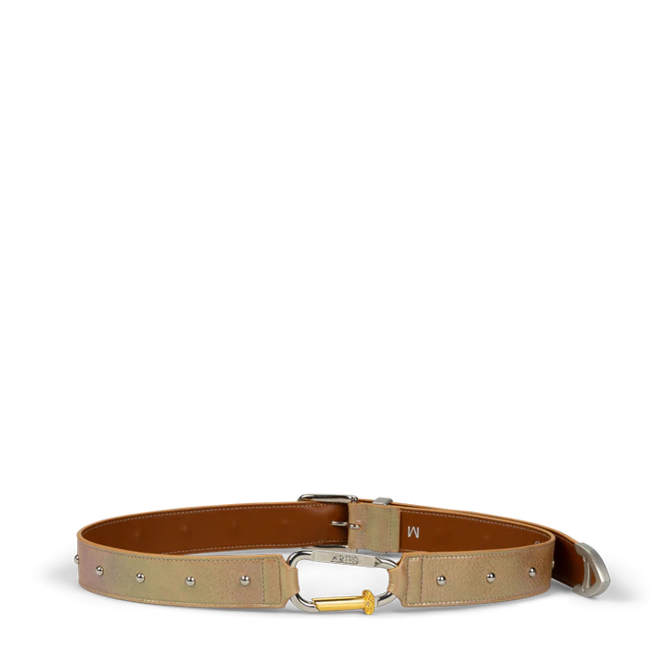 Aries Pearl Leather Studded Mazzo Belt Pearl