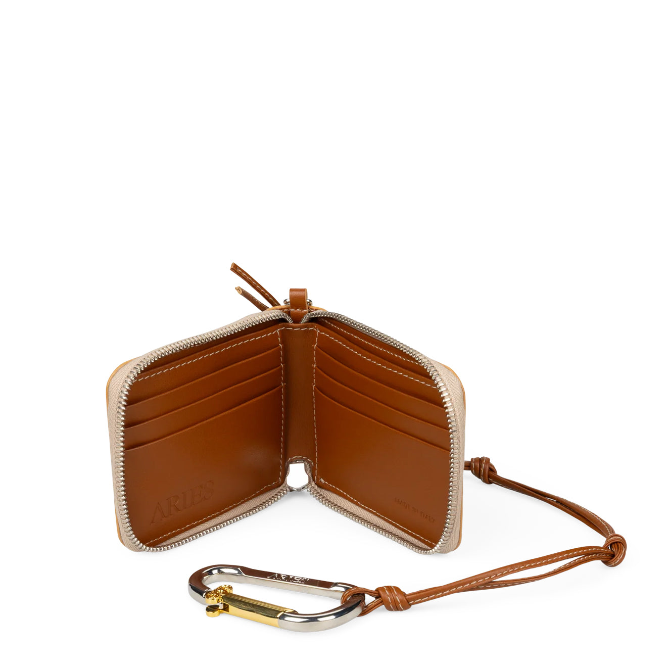 Aries Pearl Studded Leather Bobby Wallet Pearl