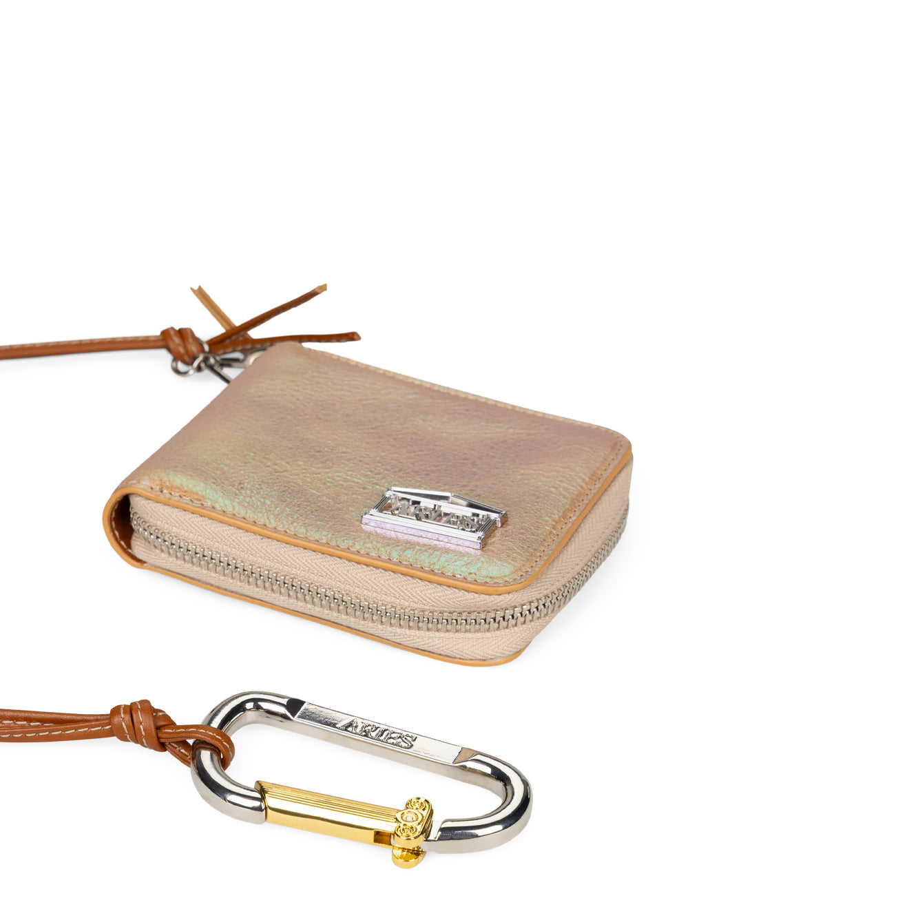 Aries Pearl Studded Leather Bobby Wallet Pearl