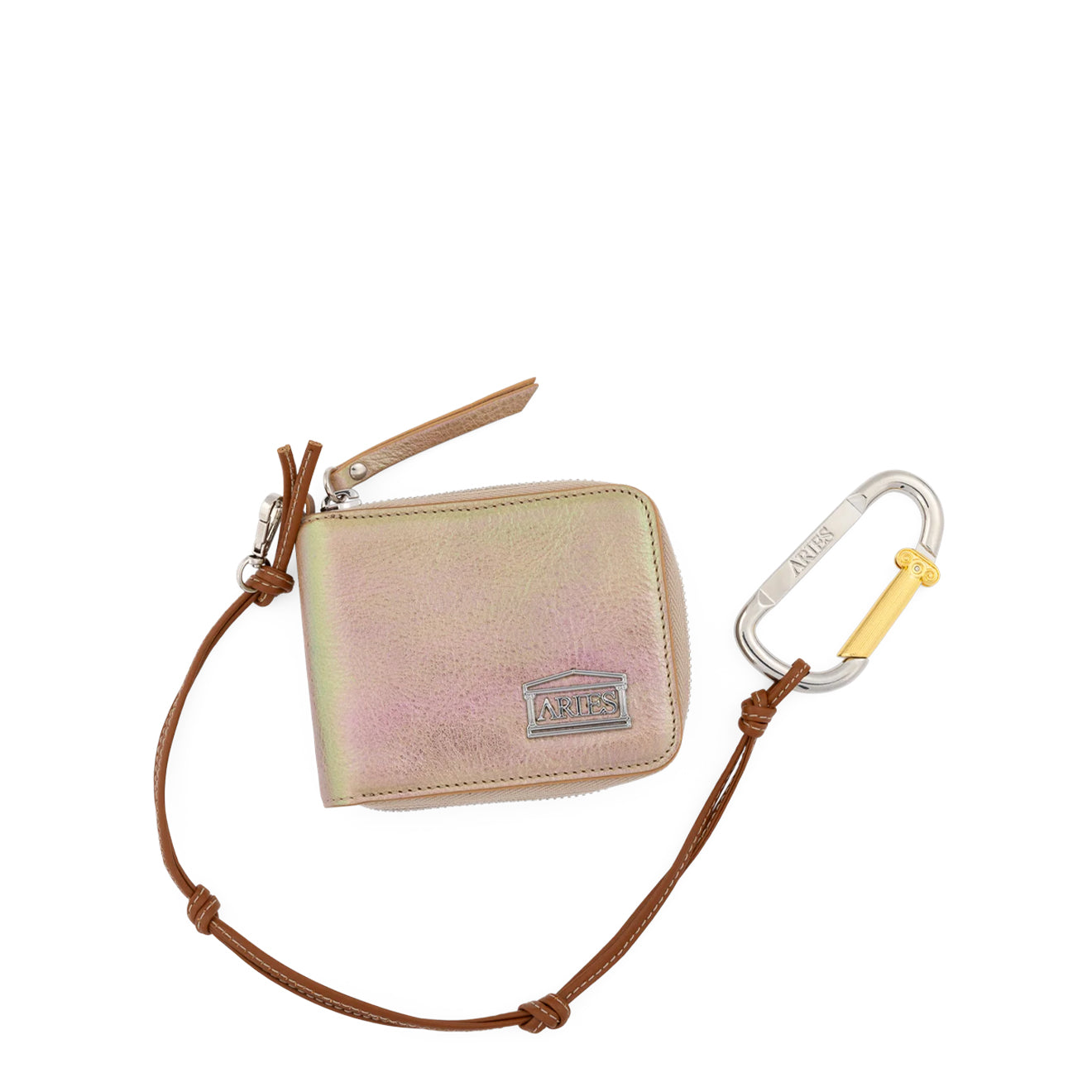 Aries Pearl Studded Leather Bobby Wallet Pearl