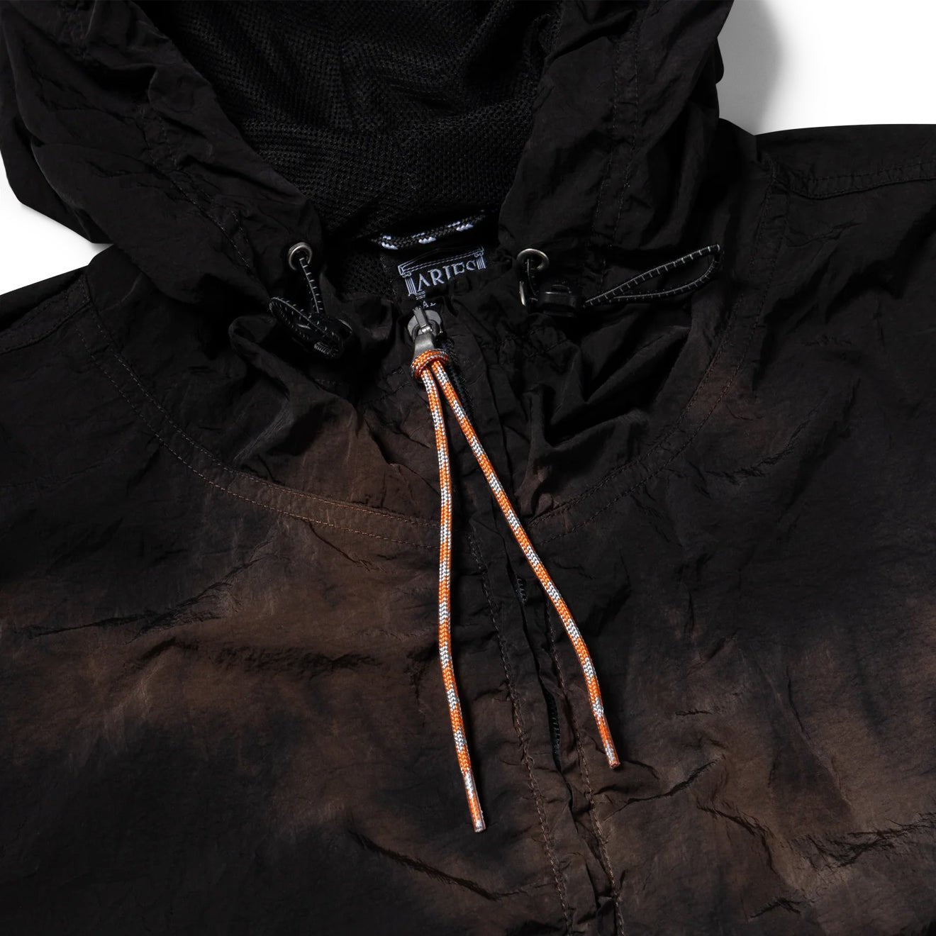 Aries Rag Dye Hooded Windcheater Jacket Brown