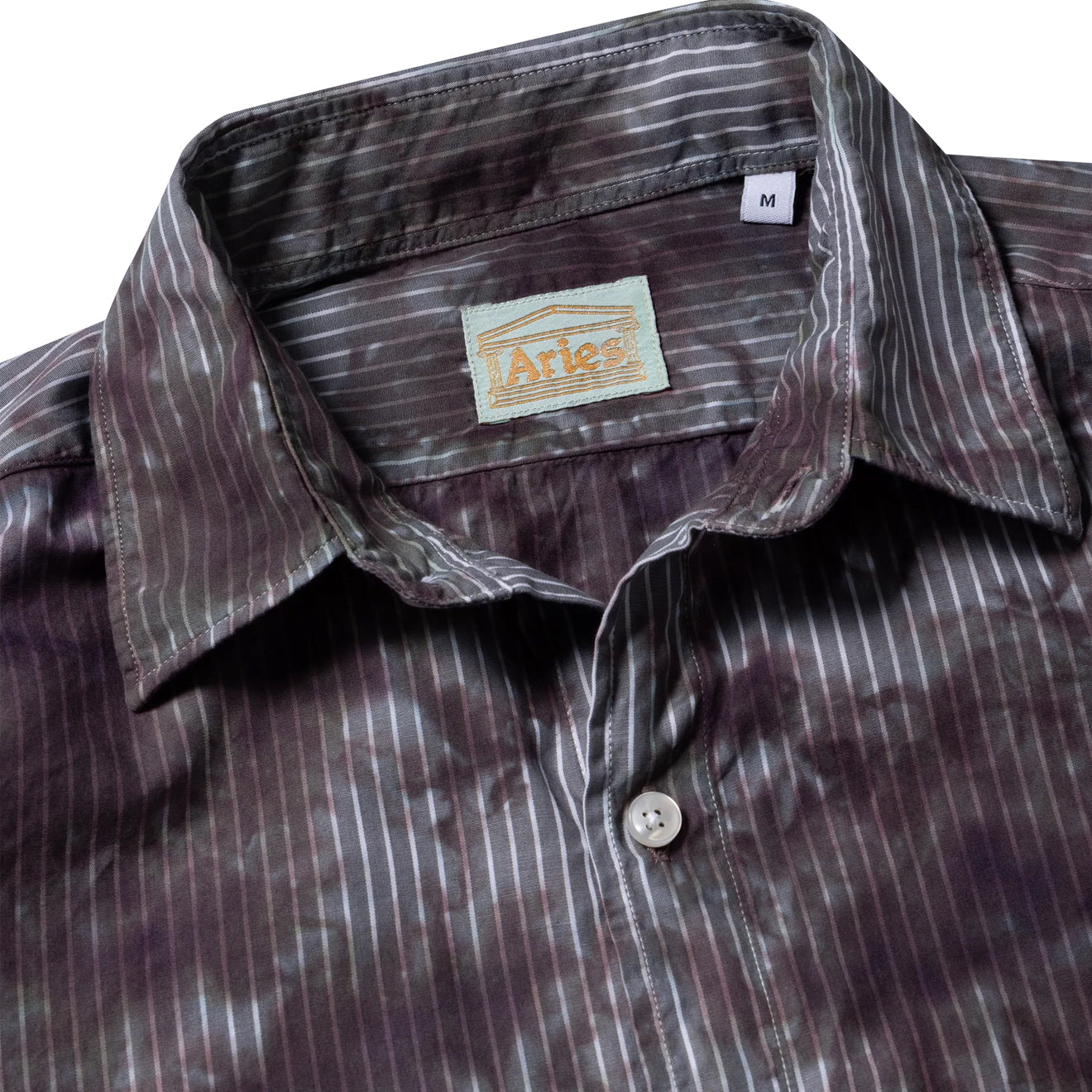 Aries Tie Dye Stripe Poplin Shirt Black