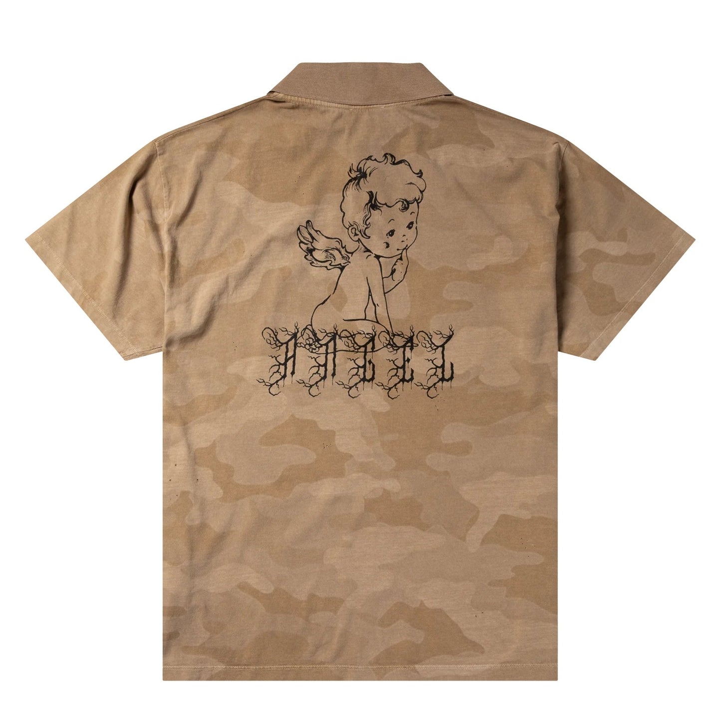 Aries Womens Aged Angel Camo S/S Polo Shirt Desert