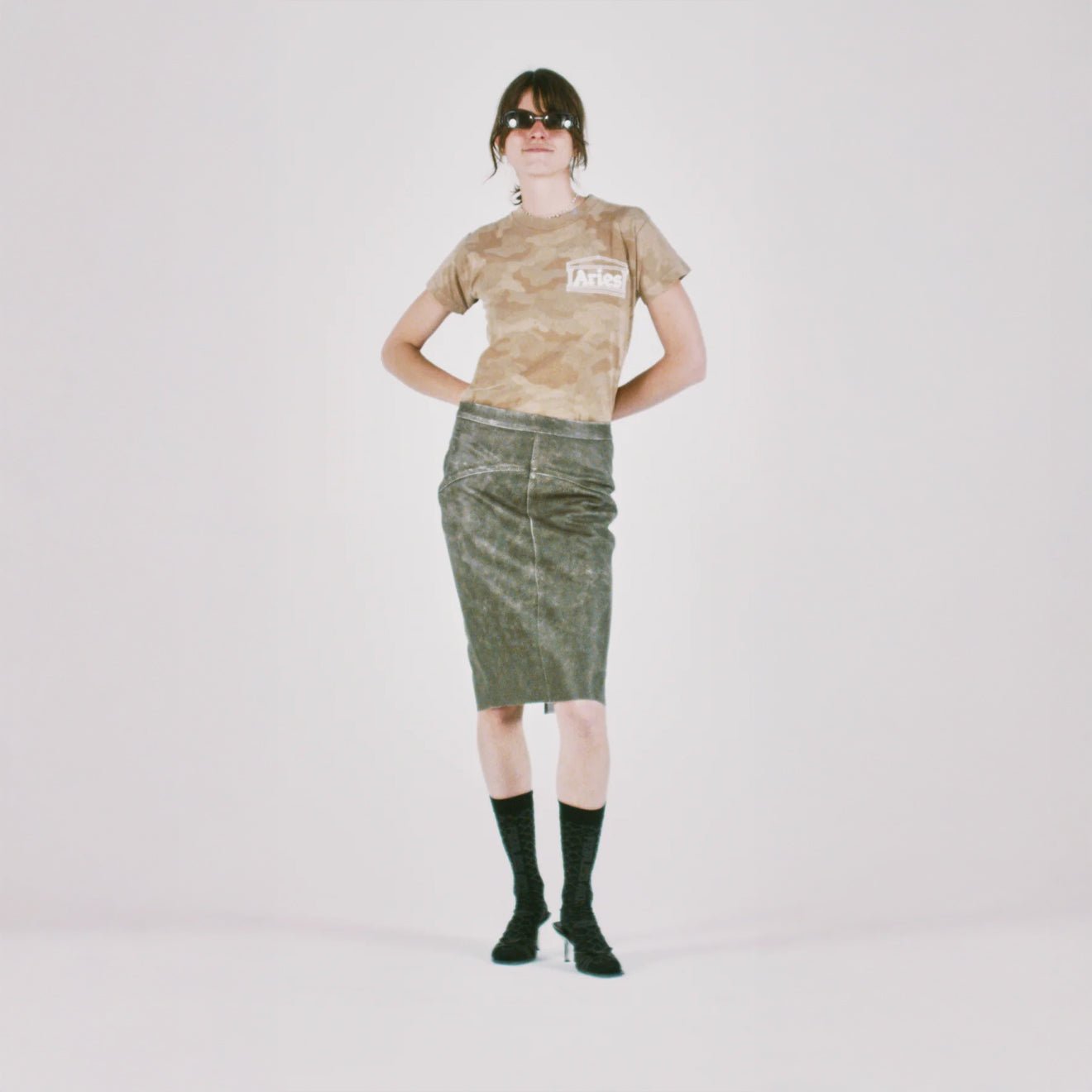 Aries Womens Aged Camo S/S Tee Desert