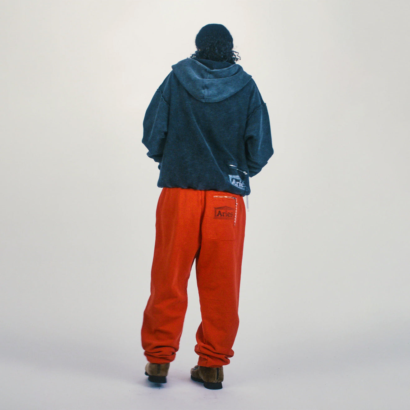 Aries Womens Aged Reverso Temple Zip Through Hoodie Black