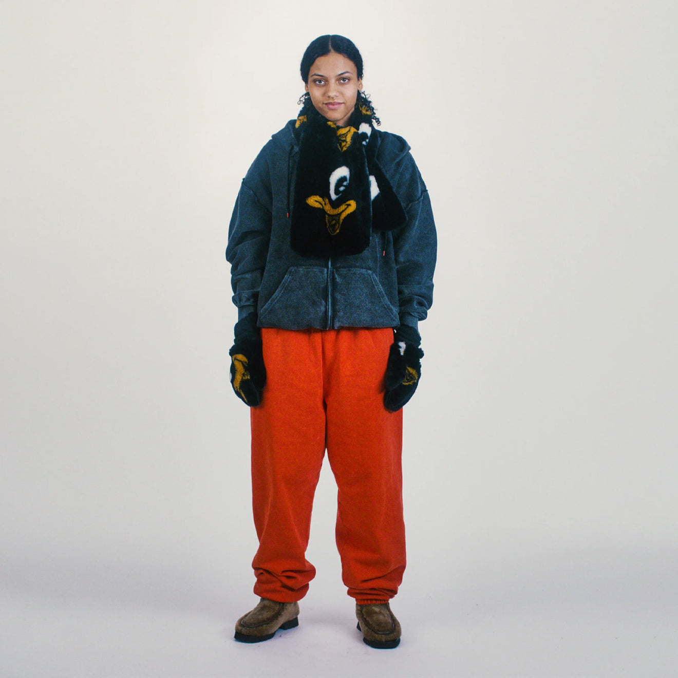 Aries Womens Aged Reverso Temple Zip Through Hoodie Black