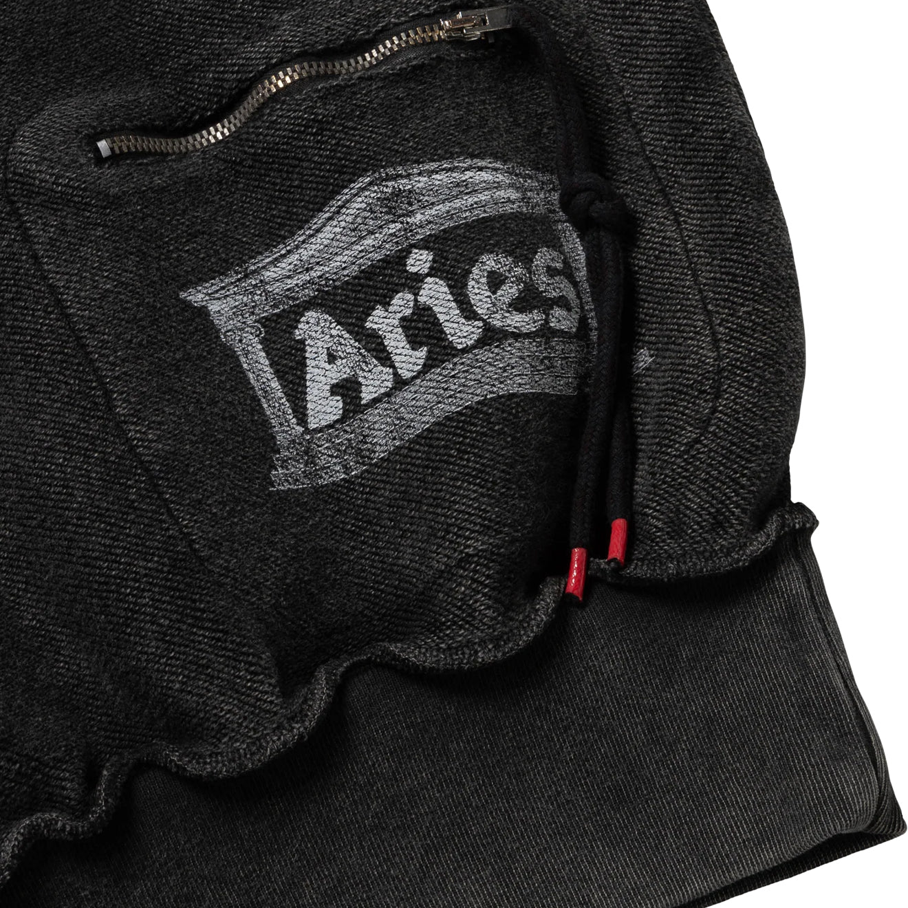 Aries Womens Aged Reverso Temple Zip Through Hoodie Black