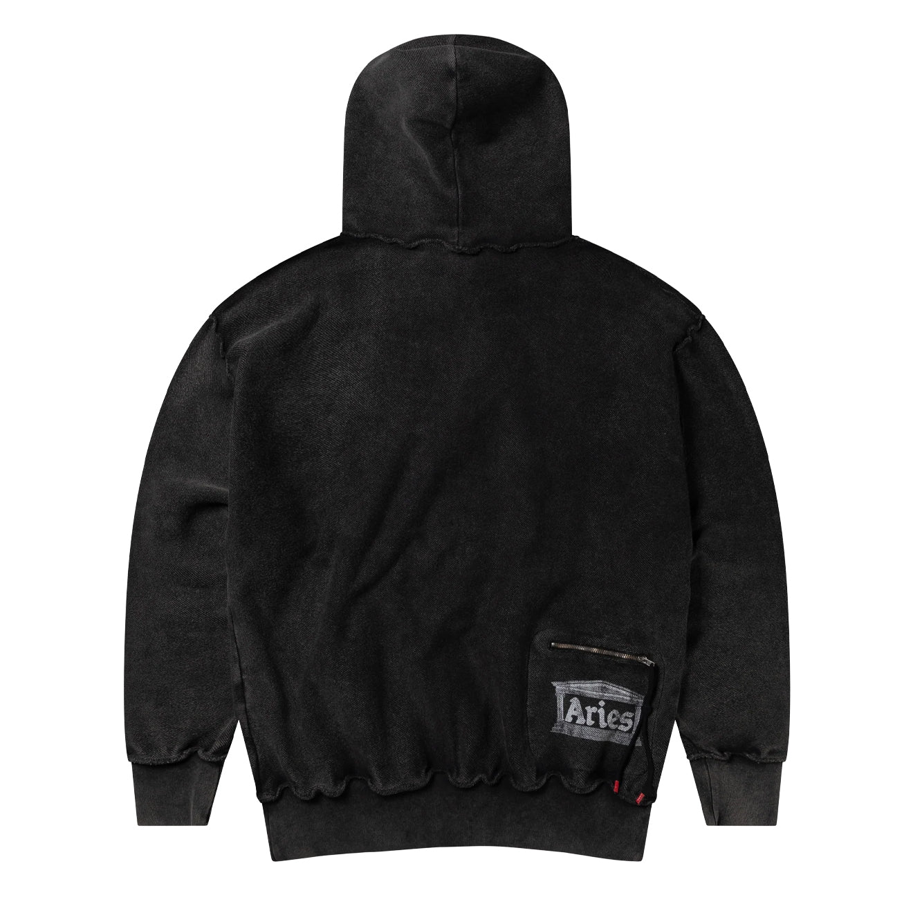 Aries Womens Aged Reverso Temple Zip Through Hoodie Black