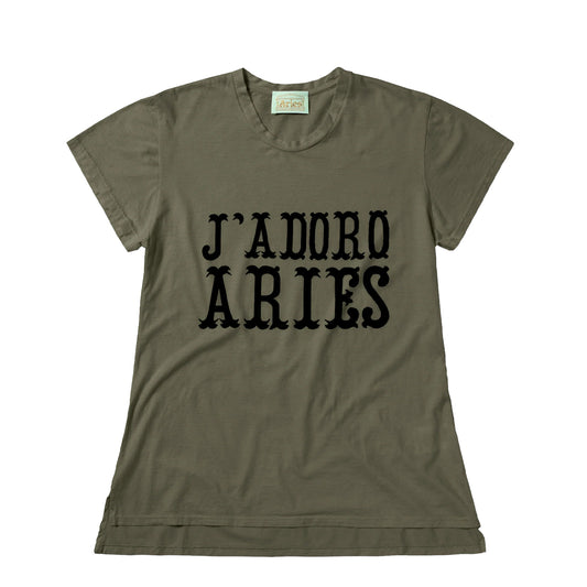 Aries Womens J'adoro Western Cap Sleeve Tee Olive