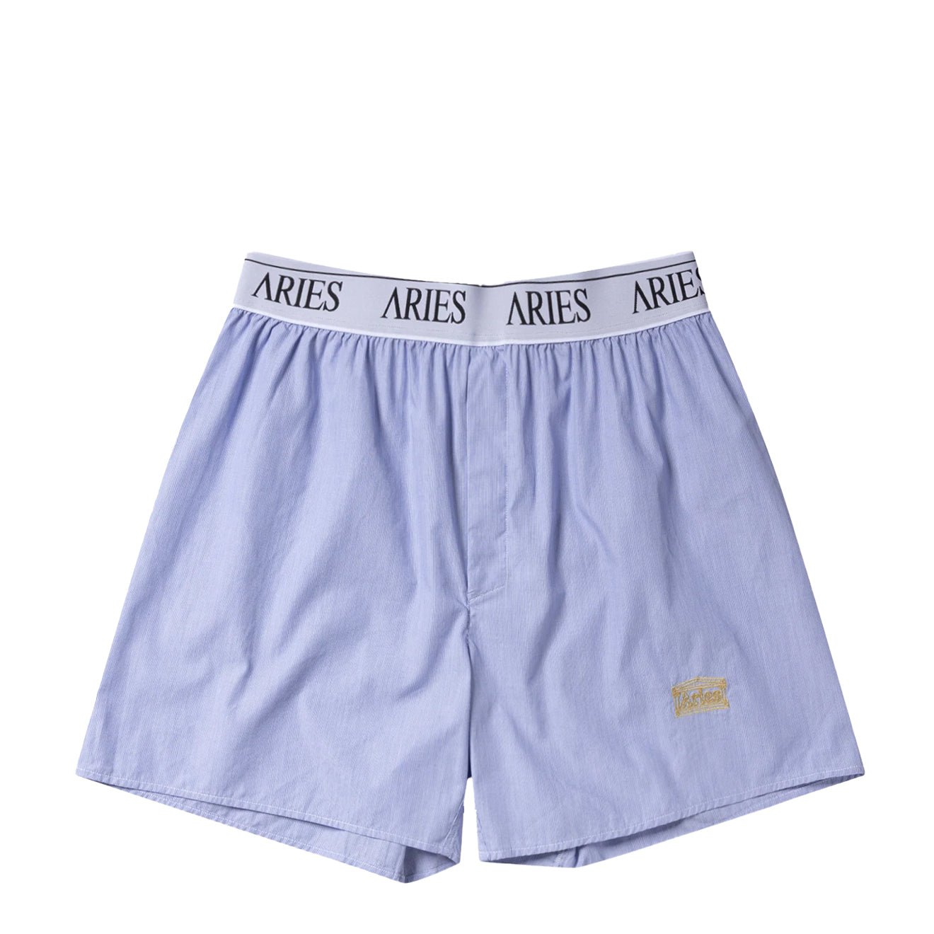 Aries Womens Stripe Poplin Classic Boxer Shorts Blue