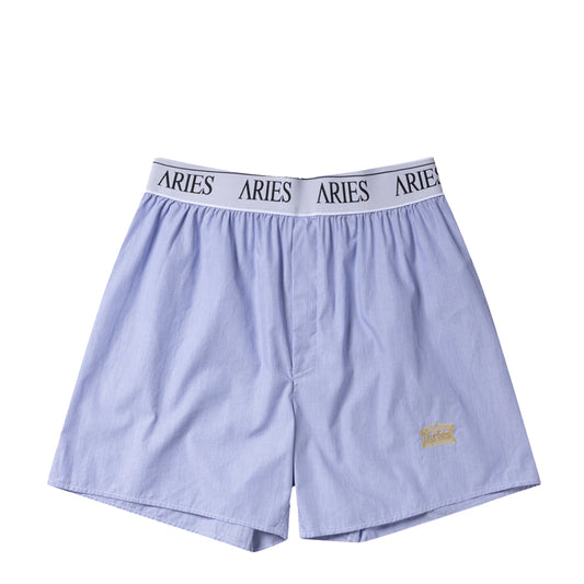 Aries Womens Stripe Poplin Classic Boxer Shorts Blue