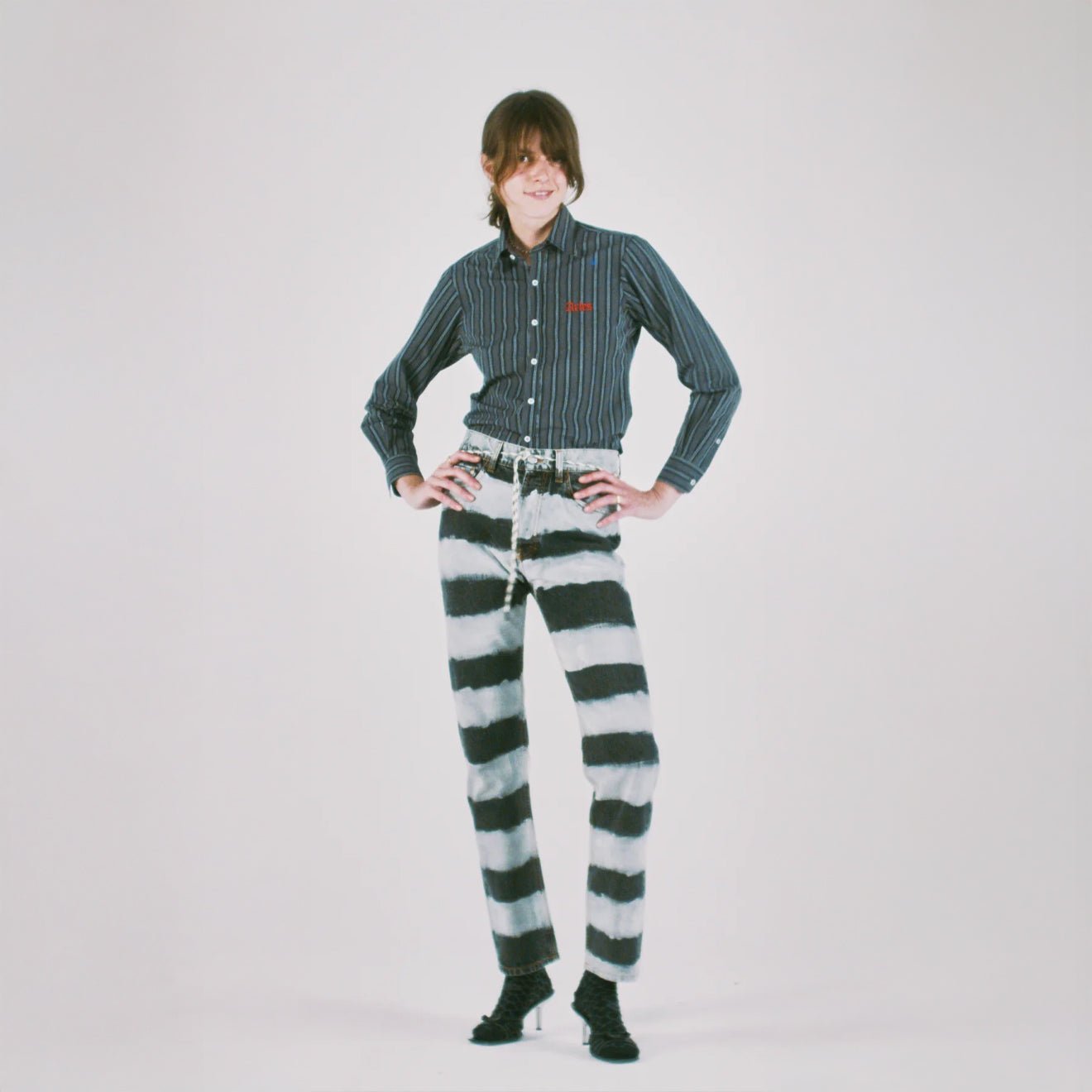 Aries Womens Stripey Lilly Jean Grey Multi