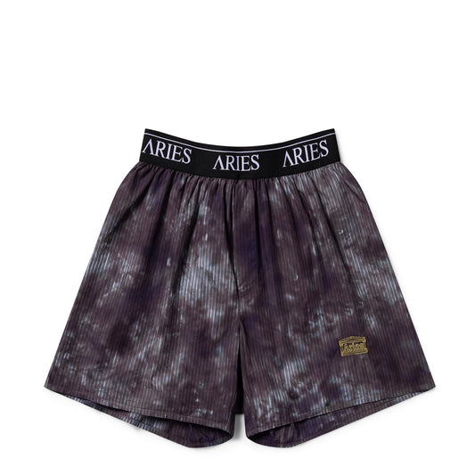 Aries Womens Tie Dye Stripe Poplin Boxer Shorts Black