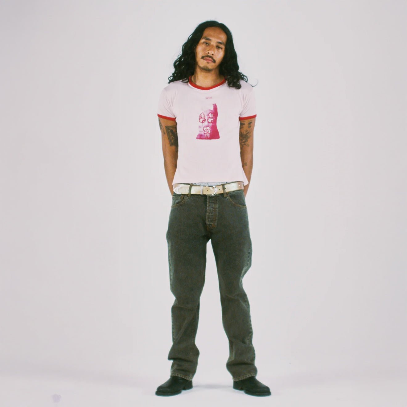 Aries Womens Who Knows S/S Ringer Tee Pink