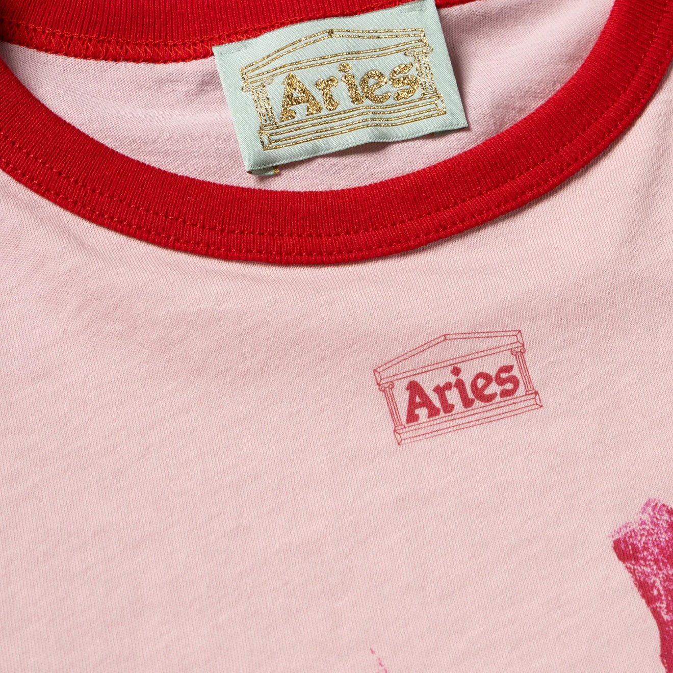 Aries Womens Who Knows S/S Ringer Tee Pink