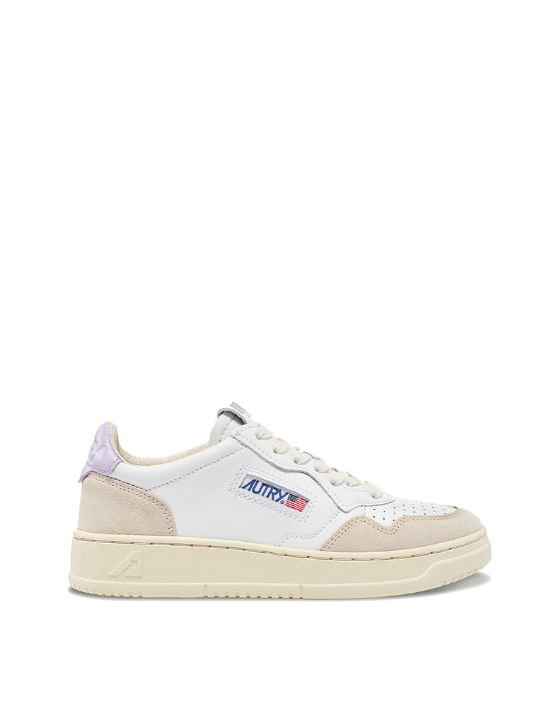 Autry Womens Medalist Low Trainer Leather / Suede - White / Lilac - pam pam