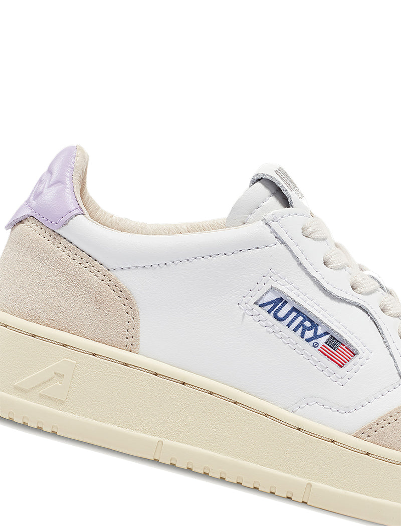 Autry Womens Medalist Low Trainer Leather / Suede - White / Lilac - pam pam