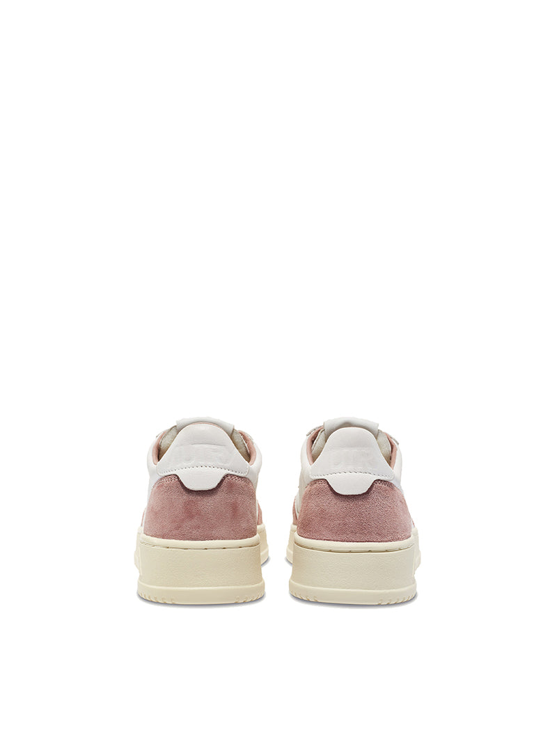 Autry Womens Medalist Low Trainers White Goatskin / Pink Suede - pam pam