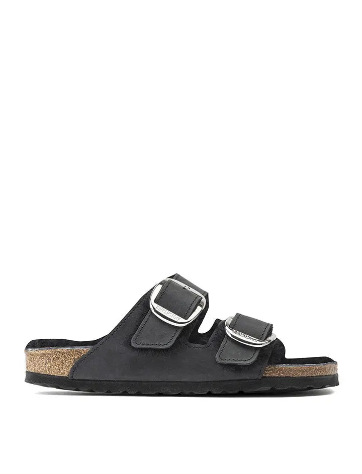 Birkenstock Arizona Big Buckle Shearling Narrow Sandal Oiled Leather Black Birkenstock