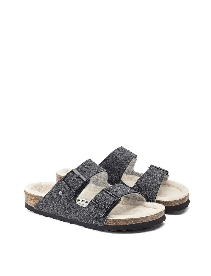 Birkenstock Arizona Wool Felt Narrow Sandals Doubleface Grey Birkenstock