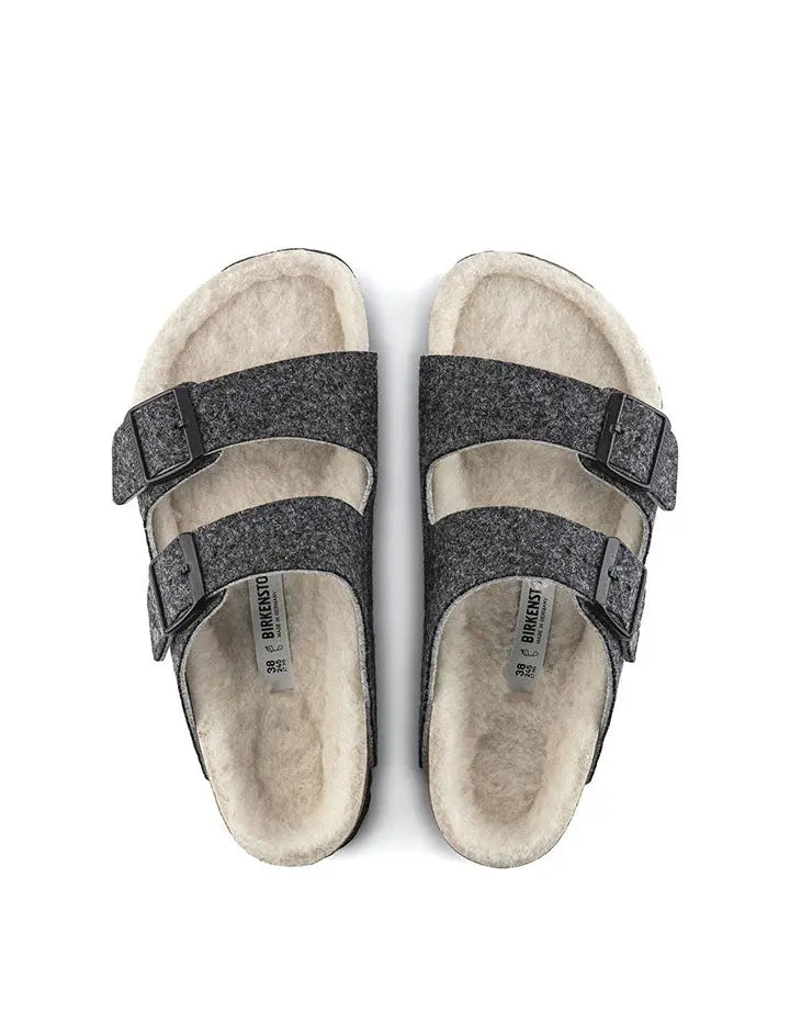 Birkenstock Arizona Wool Felt Narrow Sandals Doubleface Grey Birkenstock