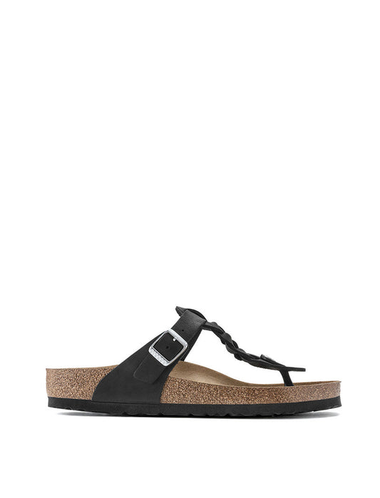 Birkenstock Gizeh Braided Oiled Leather Narrow Sandal Black Birkenstock