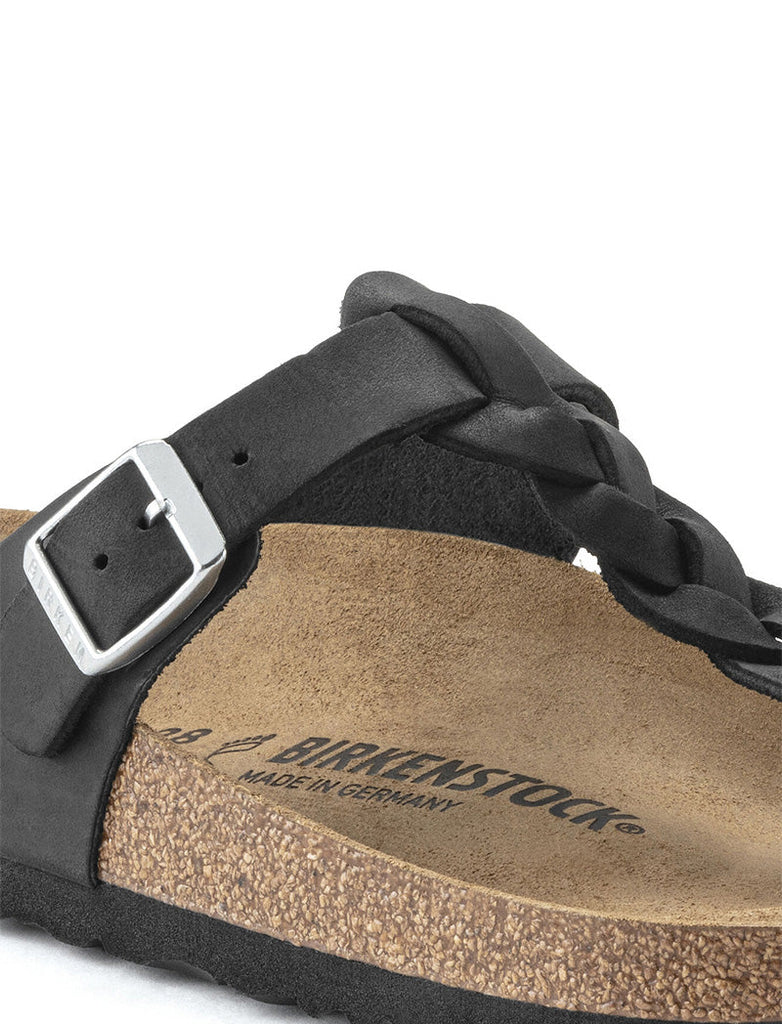 Birkenstock Gizeh Braided Oiled Leather Narrow Sandal Black Birkenstock