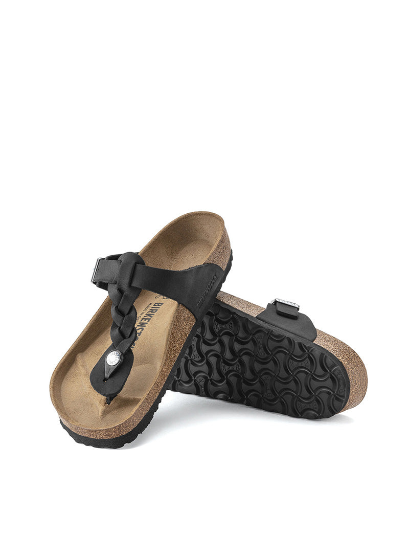 Birkenstock Gizeh Braided Oiled Leather Narrow Sandal Black Birkenstock