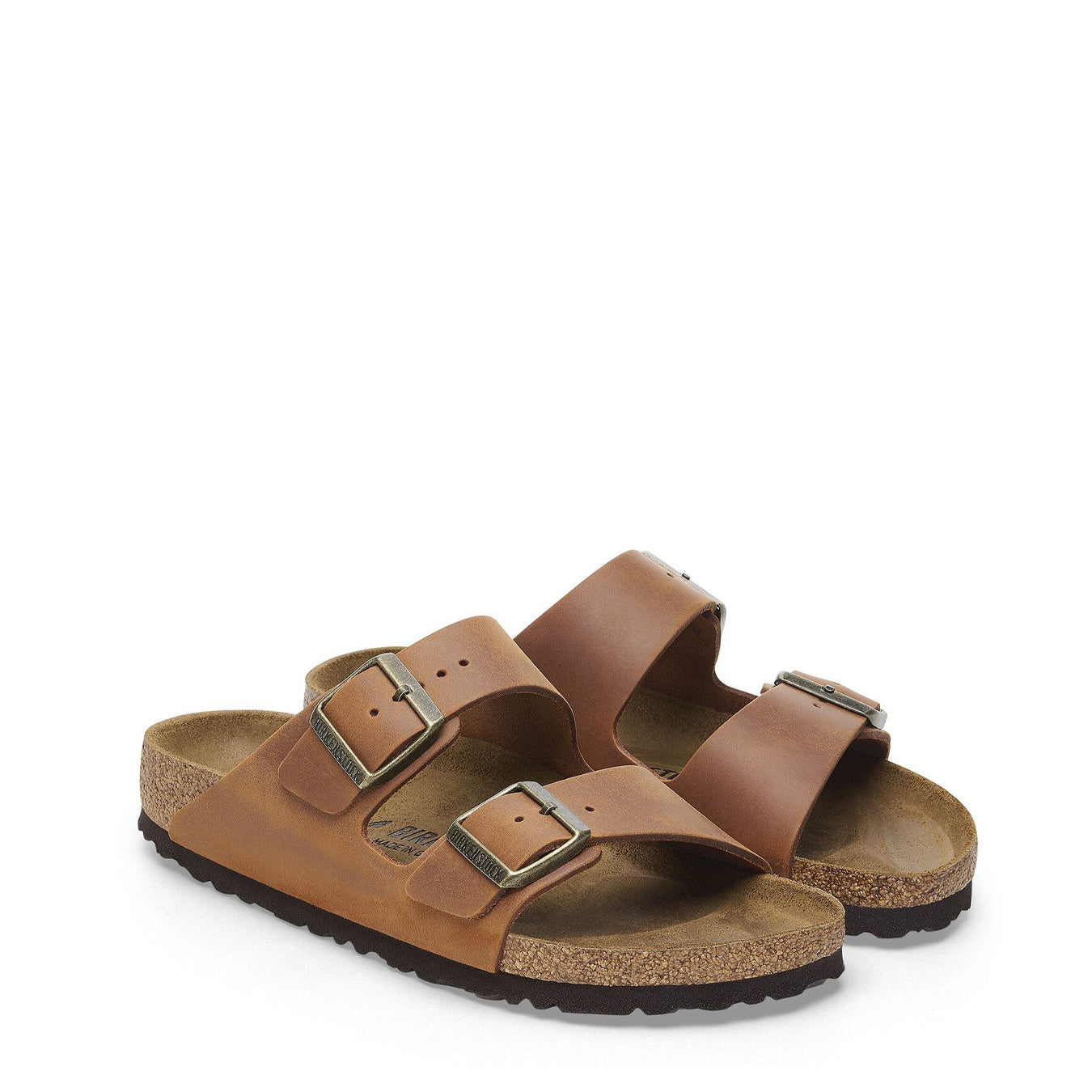 Birkenstock Womens Arizona Oiled Leather Narrow Sandal Cognac