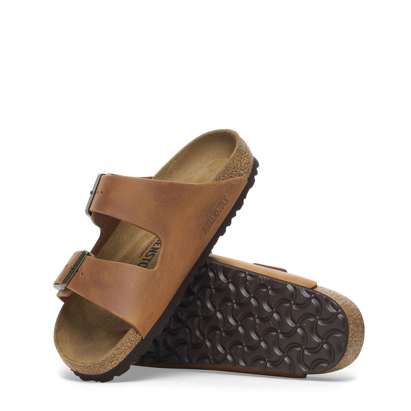 Birkenstock Womens Arizona Oiled Leather Narrow Sandal Cognac