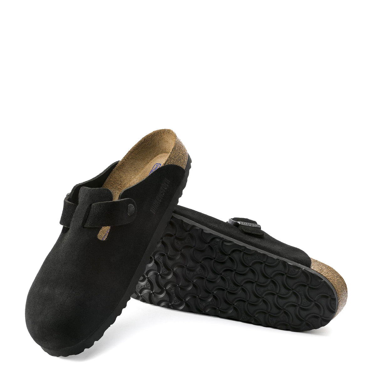 Birkenstock Womens Boston SFB Suede Leather Sandal Black