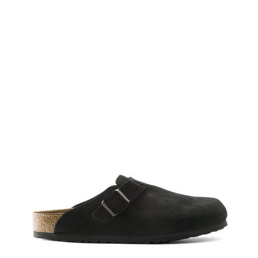 Birkenstock Womens Boston SFB Suede Leather Sandal Black