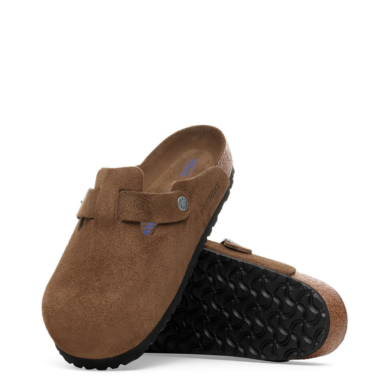 Birkenstock Womens Boston Soft Footbed Suede Leather Narrow Fit Dark Tea Tonal - pam pam 