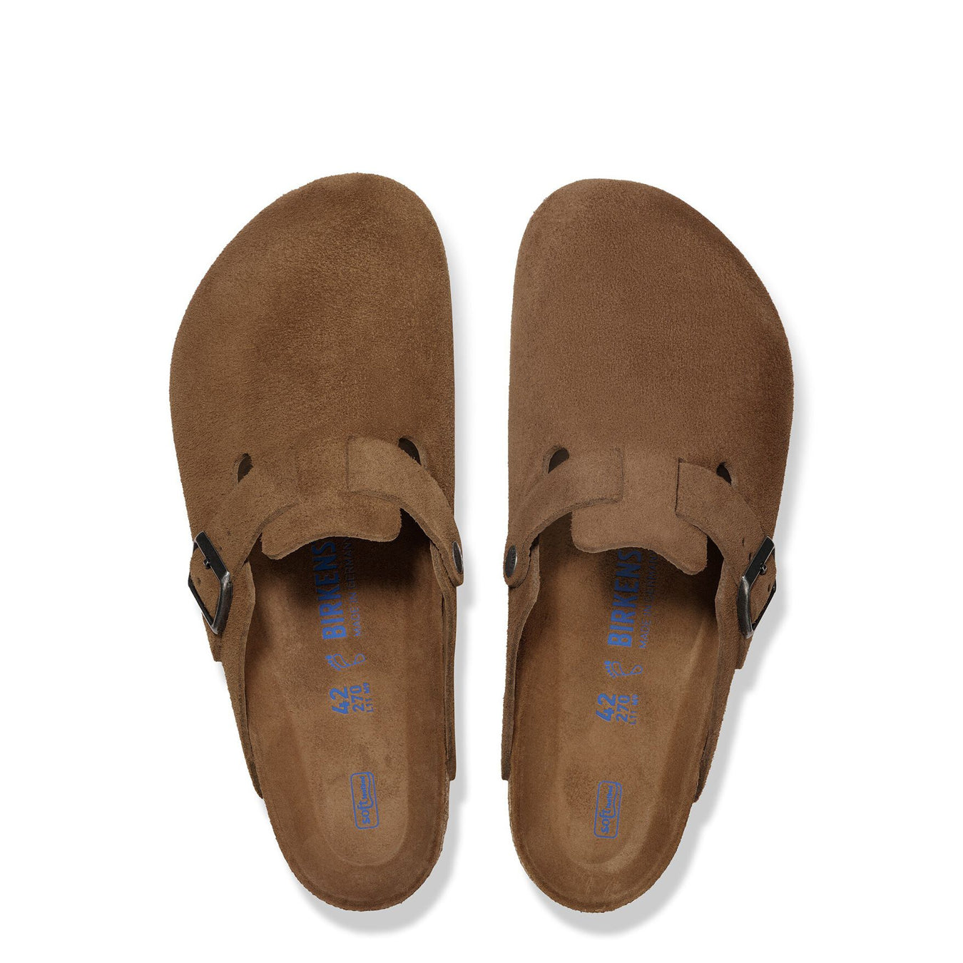 Birkenstock Womens Boston Soft Footbed Suede Leather Narrow Fit Dark Tea Tonal - pam pam 