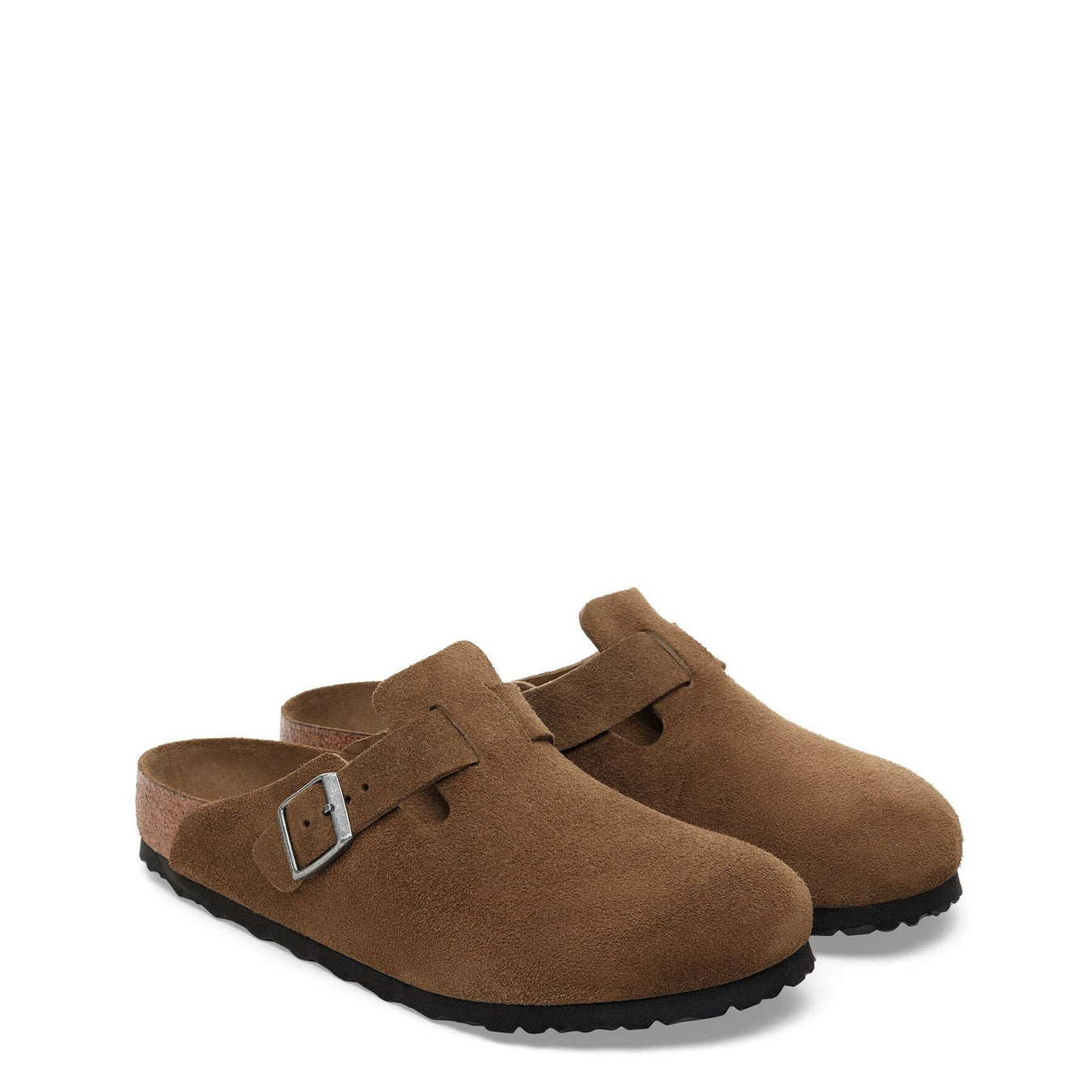 Birkenstock Womens Boston Soft Footbed Suede Leather Narrow Fit Dark Tea Tonal - pam pam 
