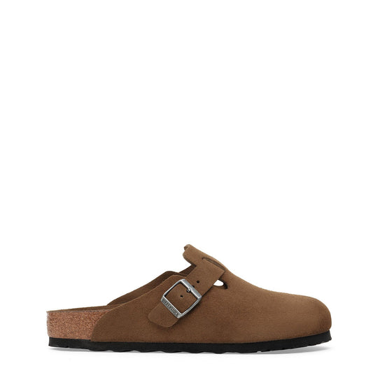 Birkenstock Womens Boston Soft Footbed Suede Leather Narrow Fit Dark Tea Tonal - pam pam