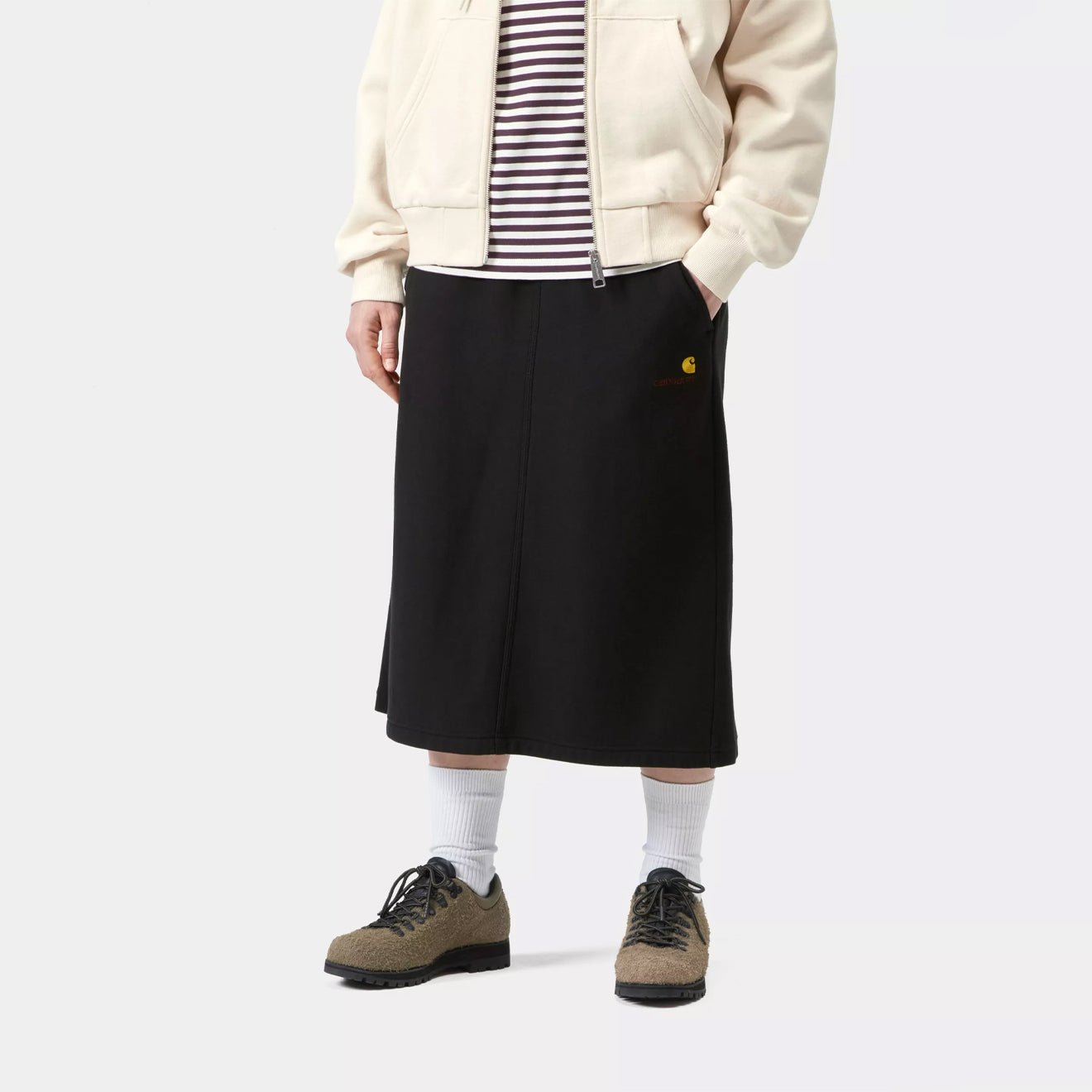 Carhartt WIP Womens American Script Sweat Skirt Black - pam pam 