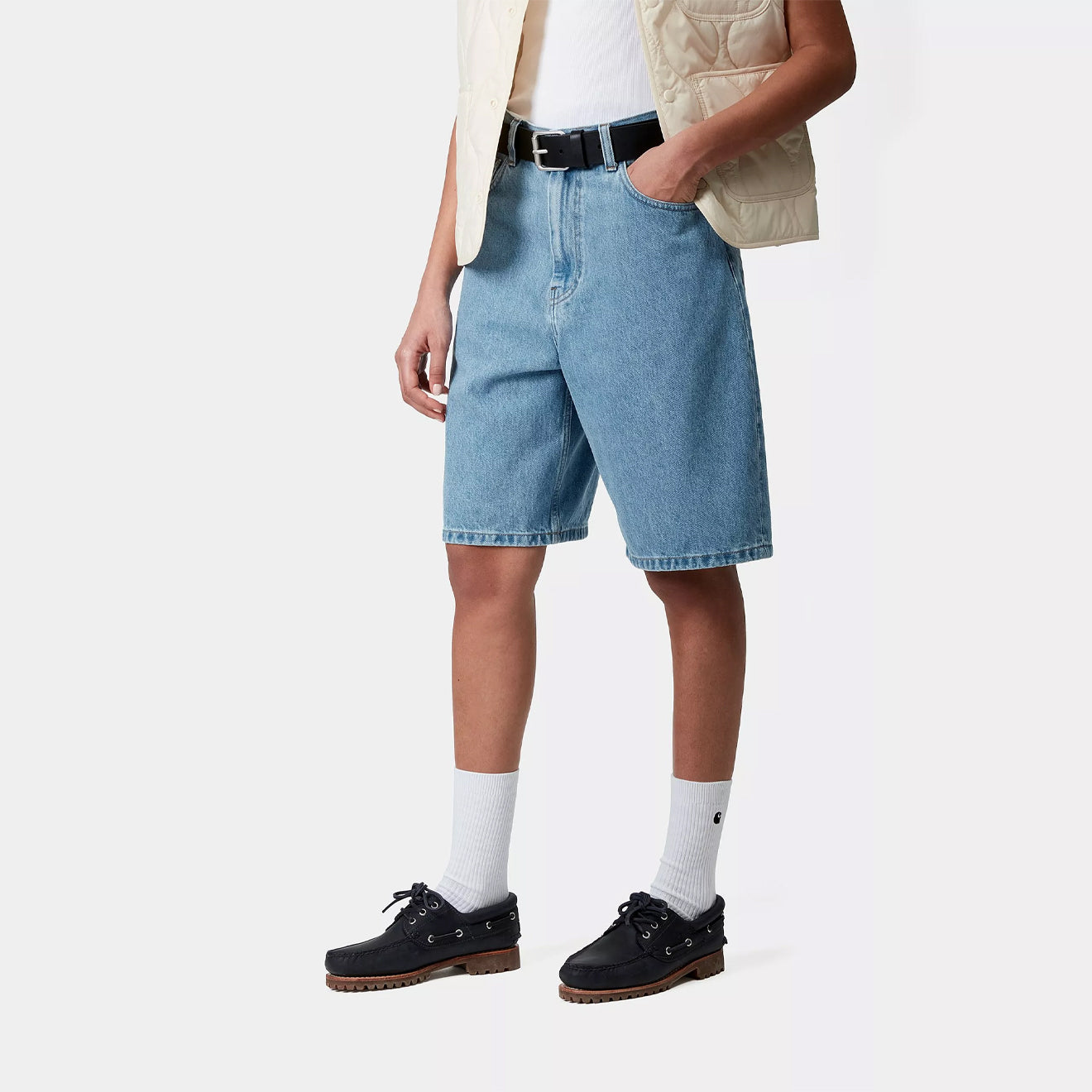 Carhartt WIP Womens Brandon Short Blue Stone Bleached - pam pam 