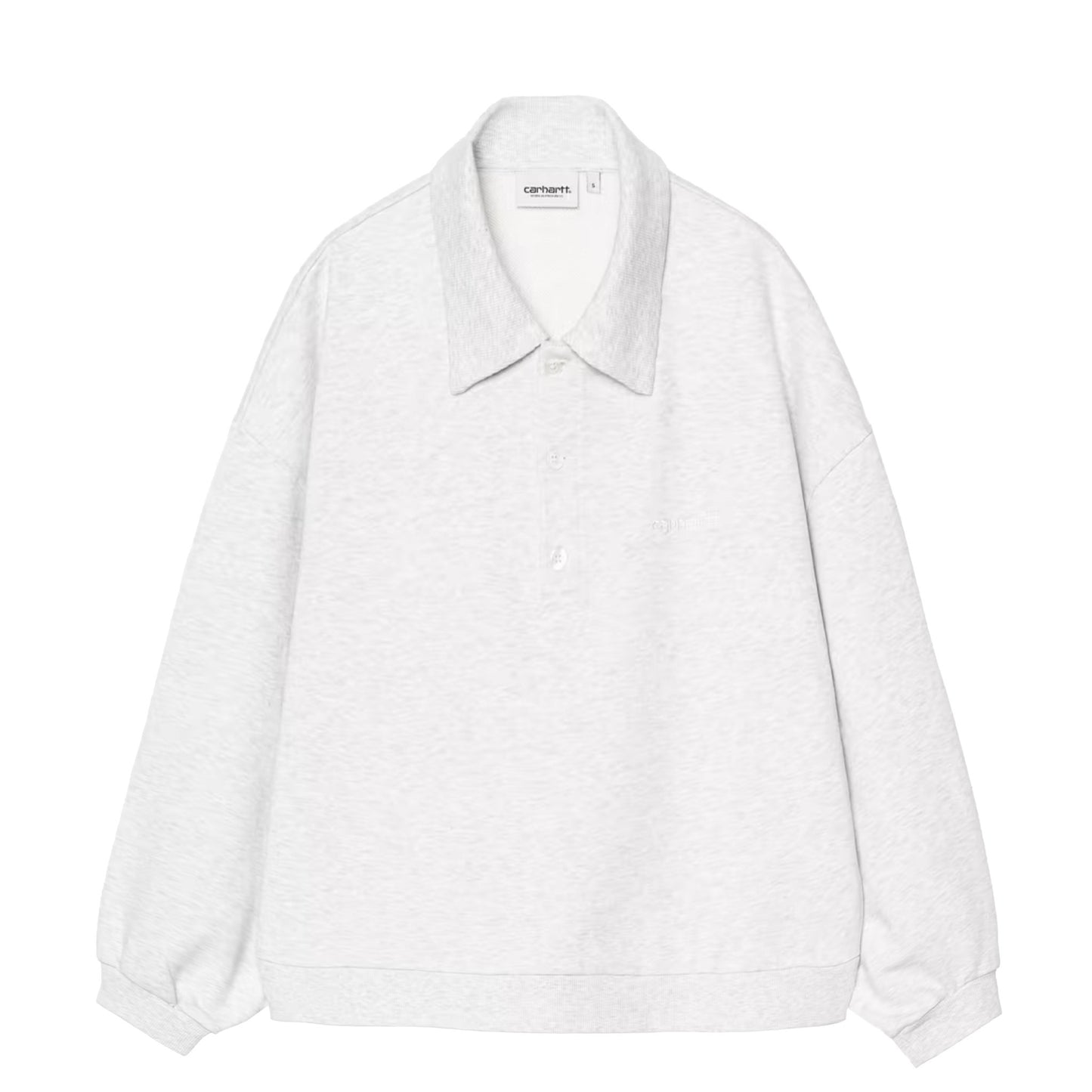 Carhartt WIP Womens Brenta Polo Sweat Ash Heather / White Heavy Stone Wash