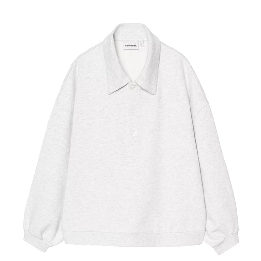 Carhartt WIP Womens Brenta Polo Sweat Ash Heather / White Heavy Stone Wash