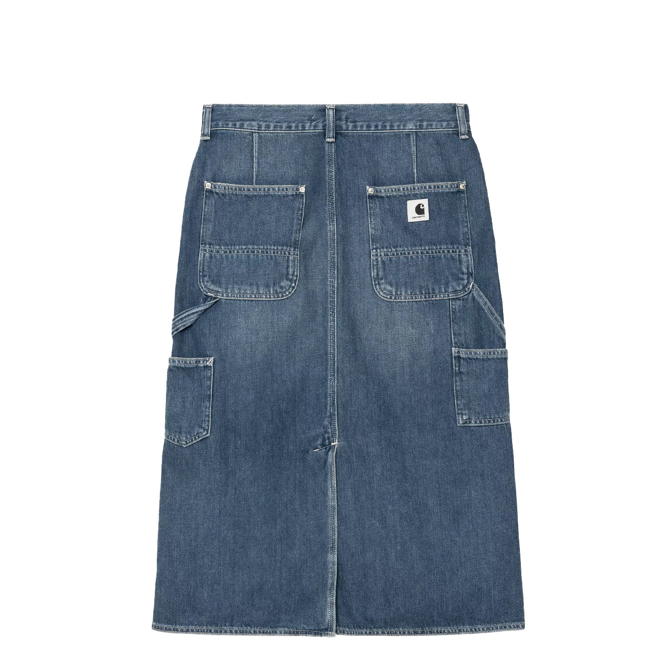 Carhartt WIP Womens Double Knee Skirt Blue Dark Used Wash - pam pam 