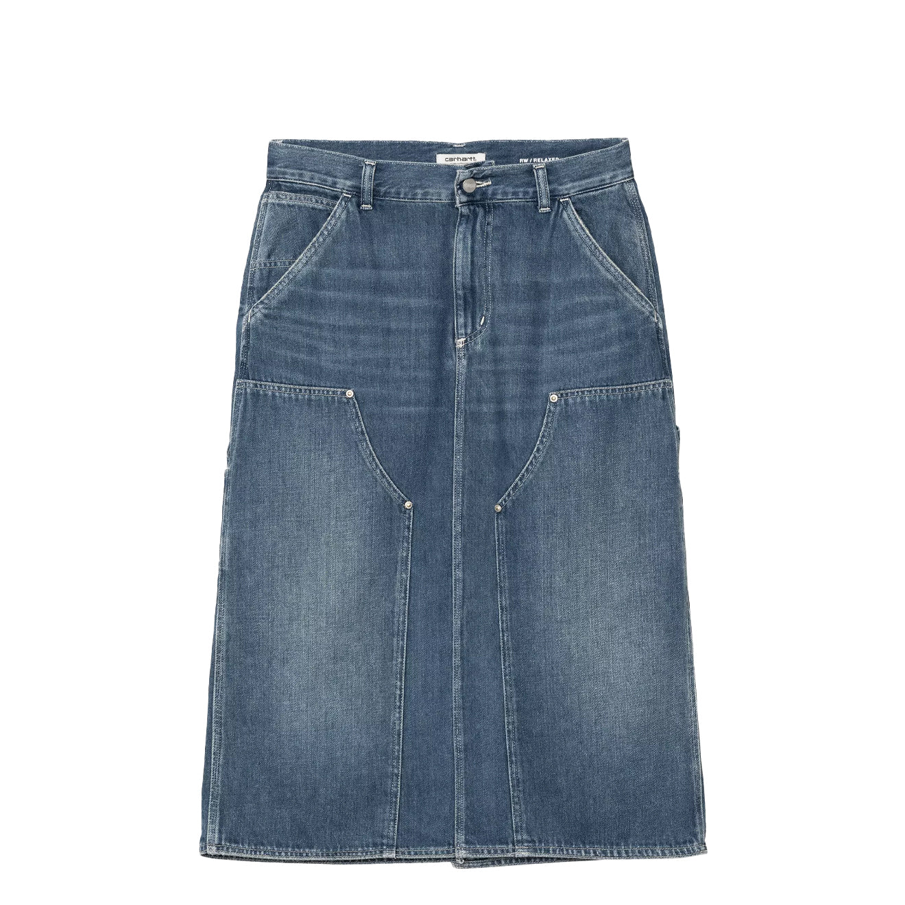 Carhartt WIP Womens Double Knee Skirt Blue Dark Used Wash - pam pam 