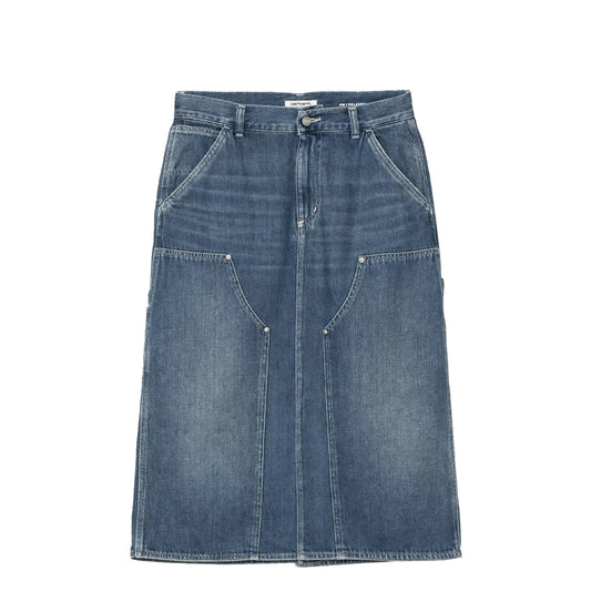 Carhartt WIP Womens Double Knee Skirt Blue Dark Used Wash - pam pam