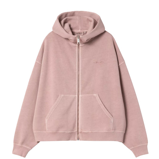 Carhartt WIP Womens Hooded Benton Jacket Glassy Pink Garment Dyed - pam pam