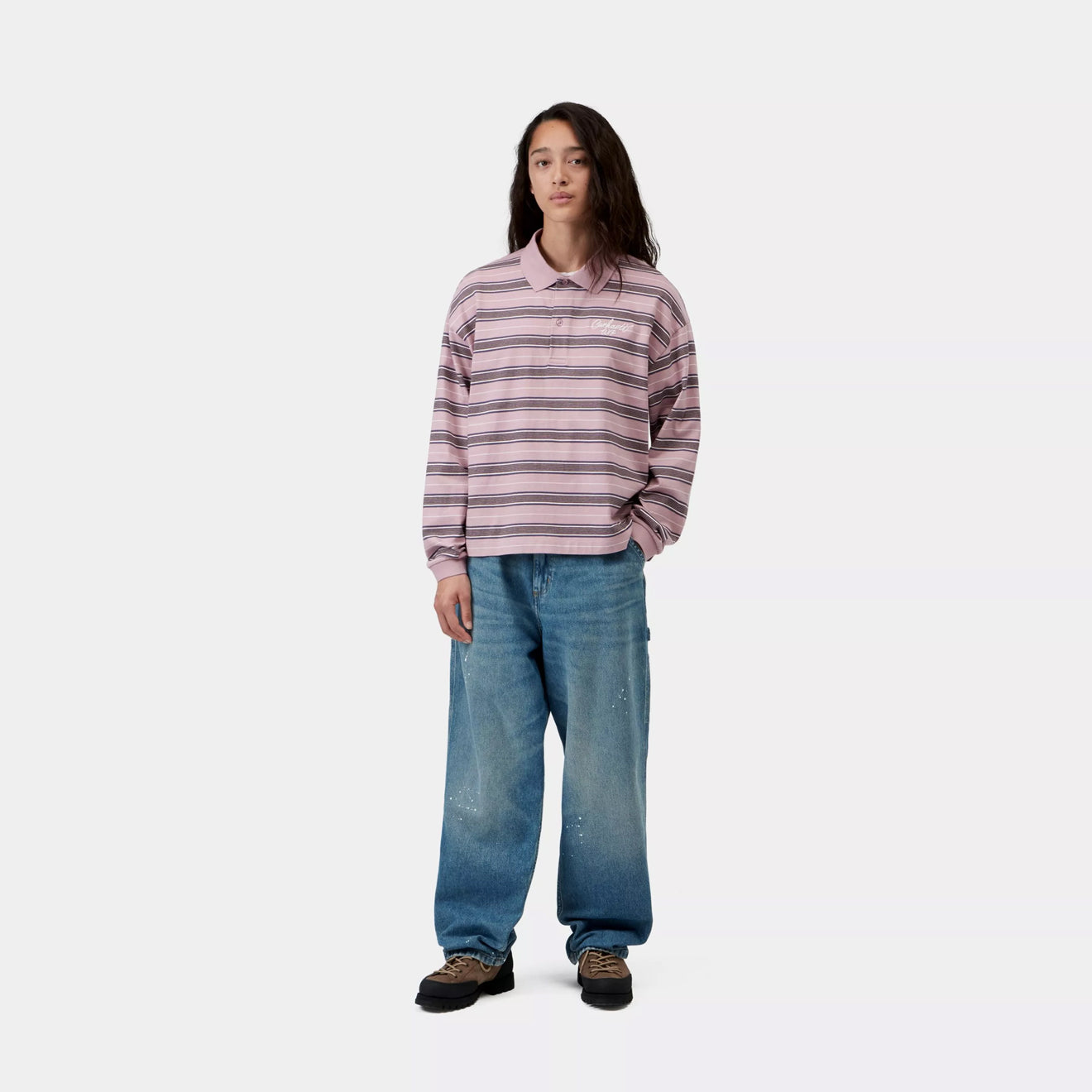Carhartt WIP Womens L/S Bronson Polo Bronson Stripe Hortensia