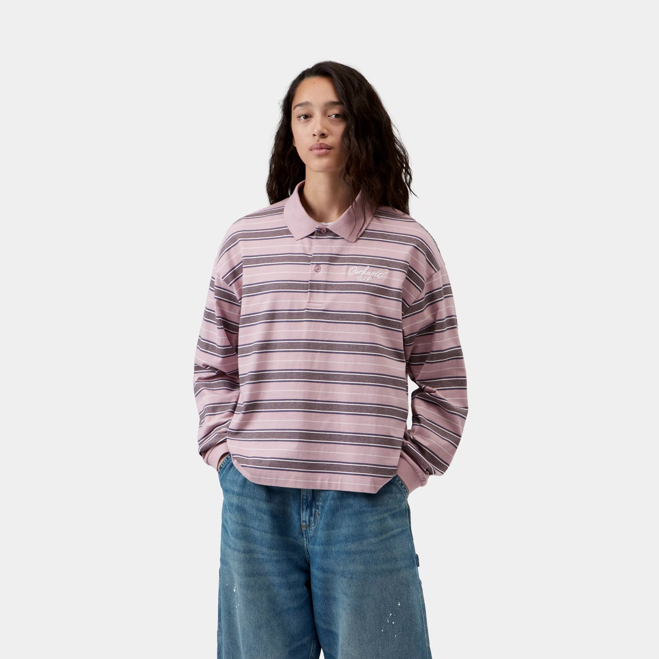 Carhartt WIP Womens L/S Bronson Polo Bronson Stripe Hortensia