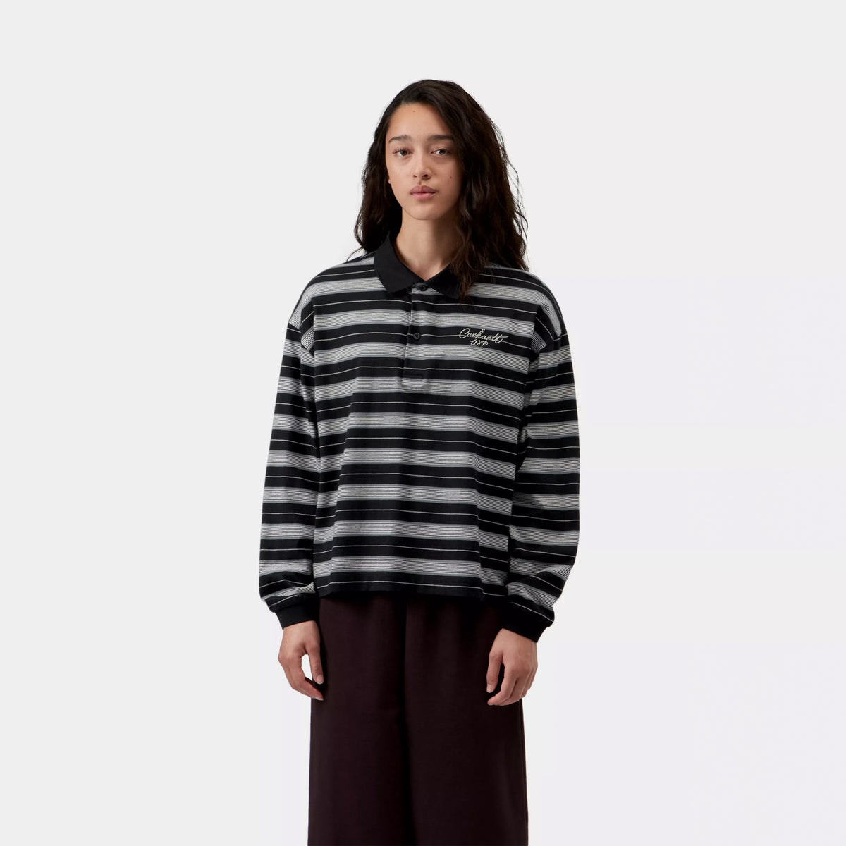 Carhartt WIP Womens L/S Bronson Polo Bronson Stripe Black
