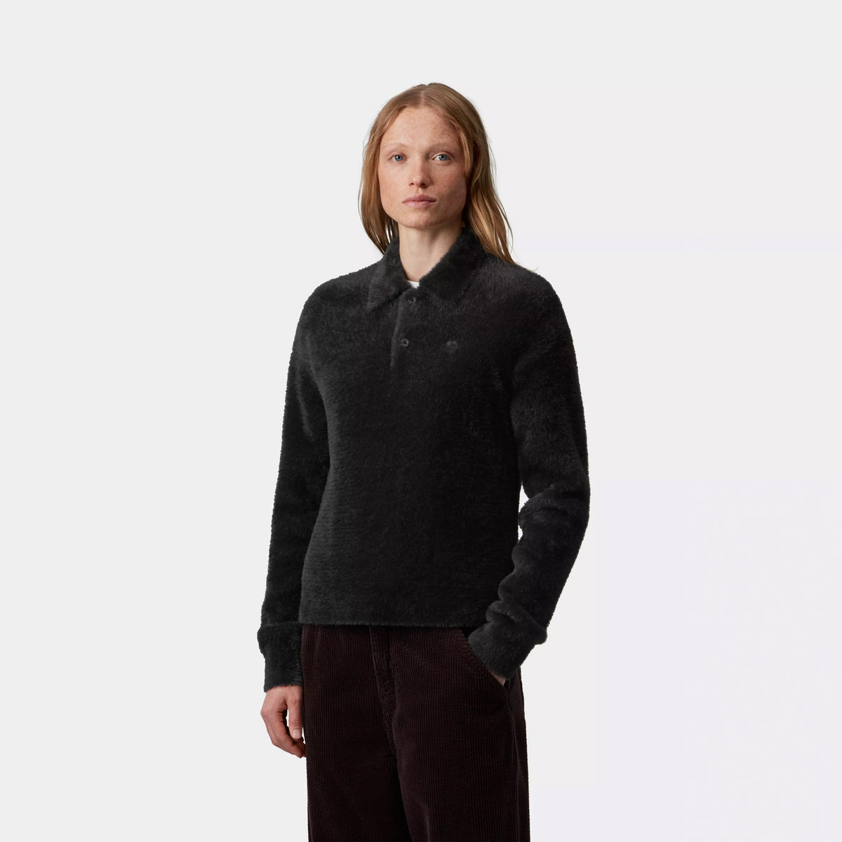 Carhartt WIP Womens L/S Maine Polo Sweater Black / Black